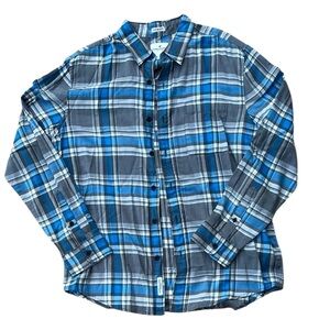 American Eagle Outfitters Blue and Gray Casual Button Down Shirt